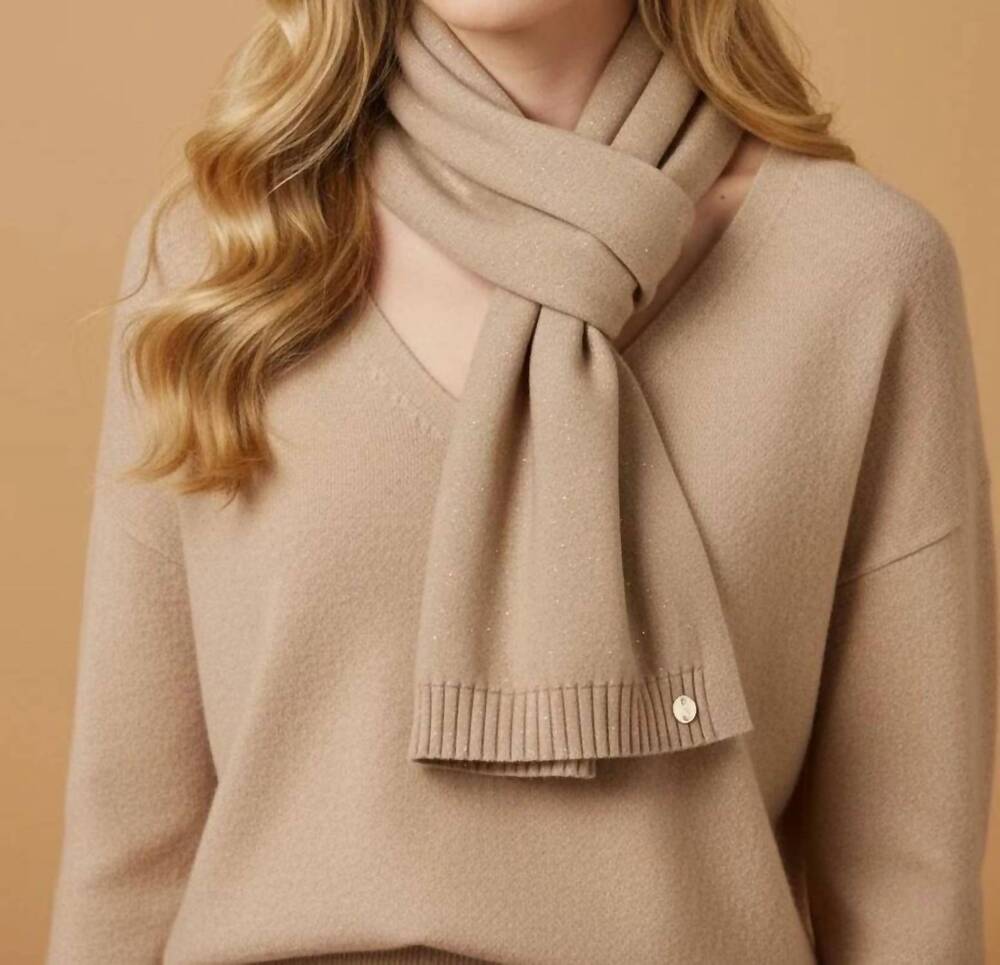 NEW JOSEPH RIBKOFF women's sequined knit scarf in fawn